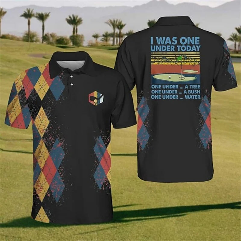 Stripe Grid Golf Polo Shirt