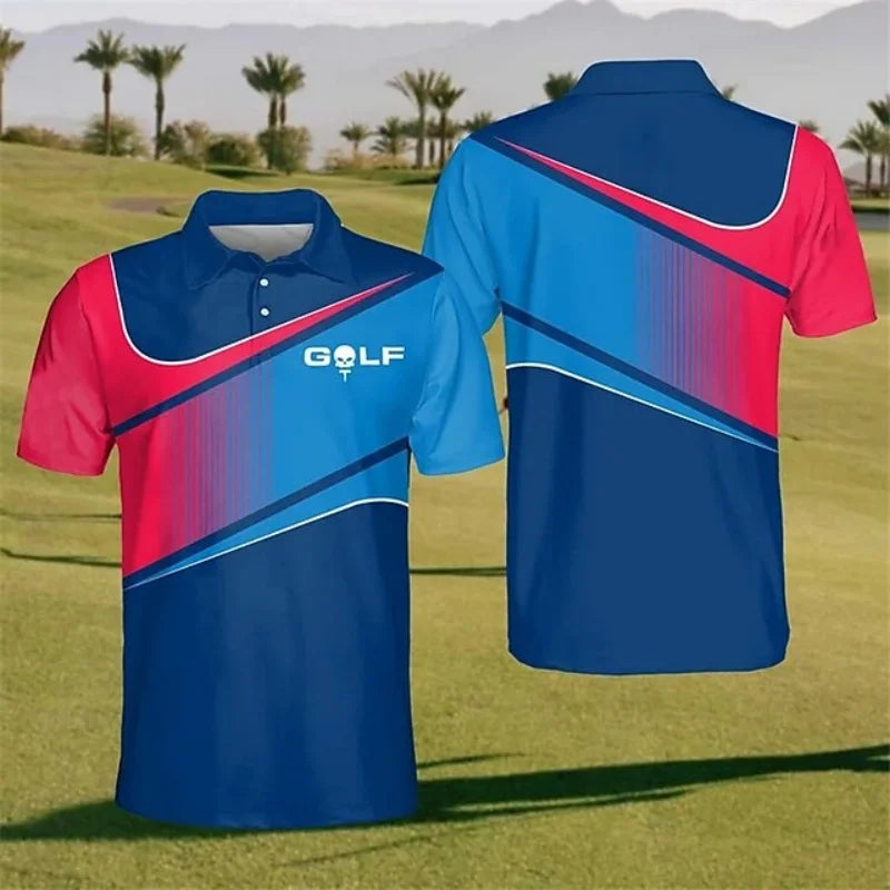 Stripe Grid Golf Polo Shirt