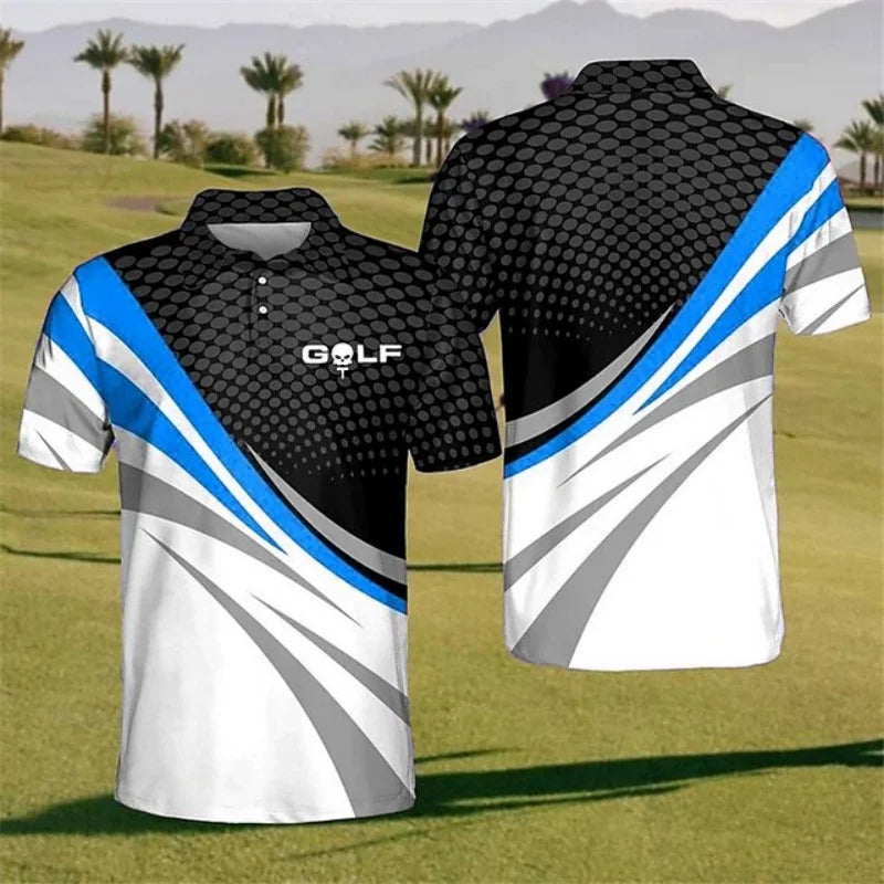 Stripe Grid Golf Polo Shirt