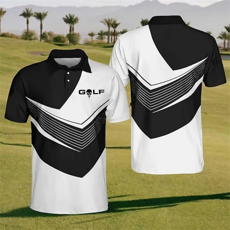 Stripe Grid Golf Polo Shirt