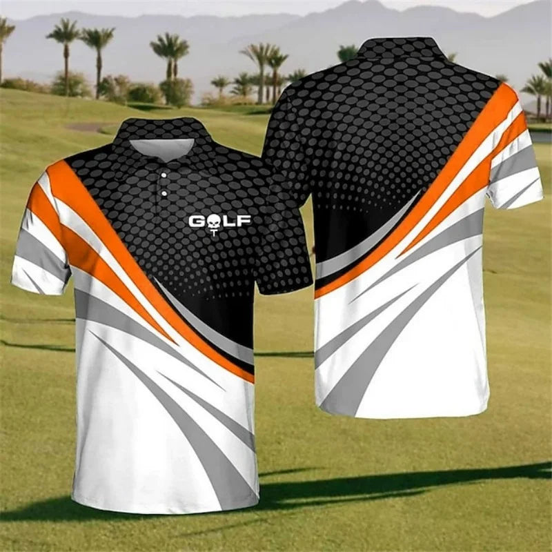 Stripe Grid Golf Polo Shirt