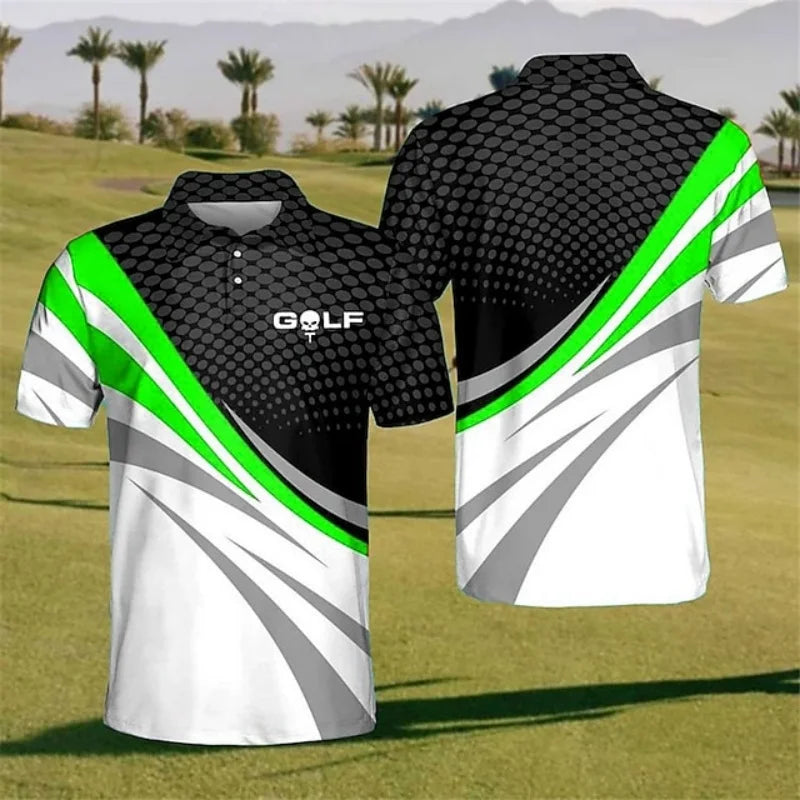 Stripe Grid Golf Polo Shirt