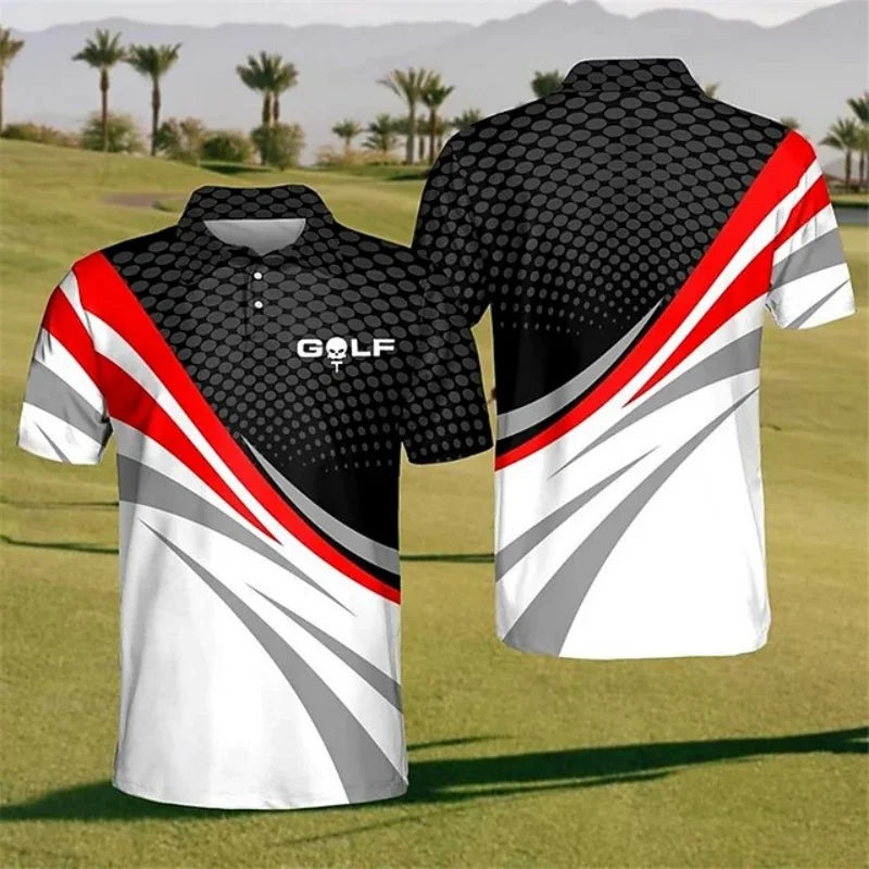 Stripe Grid Golf Polo Shirt